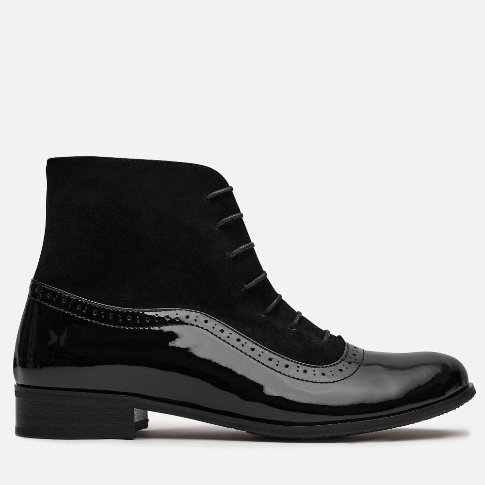 Women's Black Leather Boots, Lace-up Ankle Boots, EU 36